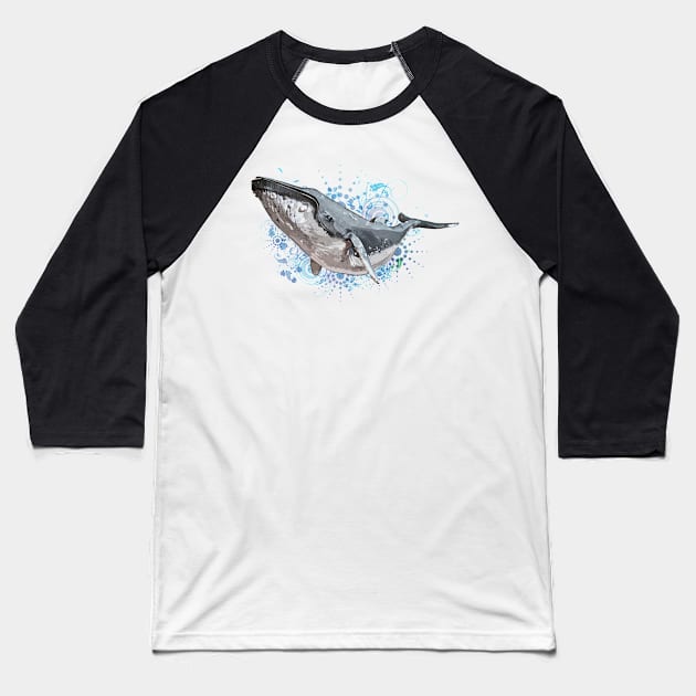 Humpback Whale Baseball T-Shirt by obscurite